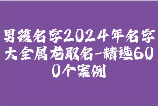 男孩名字2024年名字大全属龙取名-精选600个案例